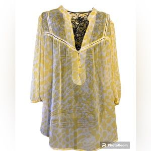 New York City Design Co.  sheer yellow and white blouse.  Size med.